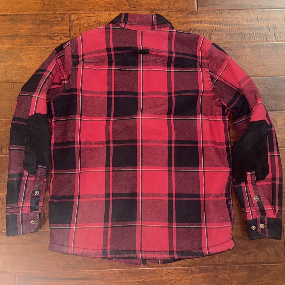 Ultimate Terrain Flannel Shirt Jacket Snaps Corduroy Patches Sherpa Lined Large - Picture 7 of 9